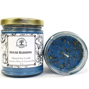 house blessing soy herbal candle 9 oz | good fortune, blessings, protection, peace & tranquility rituals | metaphysical, spirituality & intention setting