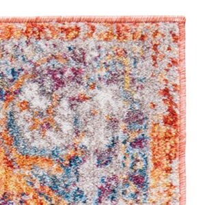 SAFAVIEH Bristol Collection 2'3" x 6' Blue/Orange BTL350S Boho Chic Medallion Distressed Runner Rug