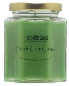 fresh cut grass scented blended soy candles | grass fragrance | hand poured in the usa by just makes scents (8 oz)
