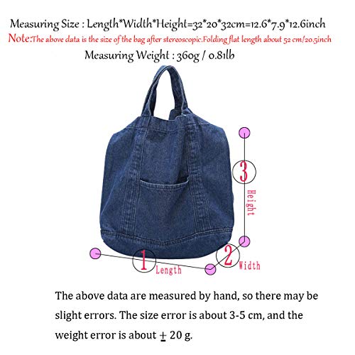 Queen Crystal Women's Elegant Denim Satchel Single Shoulder Crossbody Bag Large Creative Tote Beach Bag, Navy Blue, One_Size