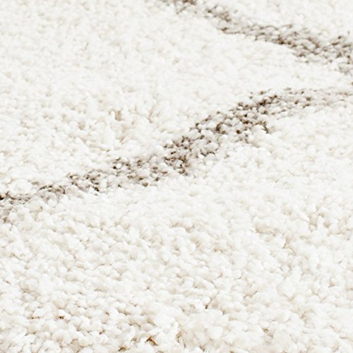 SAFAVIEH Hudson Shag Collection 5'1" x 7'6" Ivory/Grey SGH281A Modern Diamond Trellis Non-Shedding Living Room Bedroom Dining Room Entryway Plush 2-inch Thick Area Rug