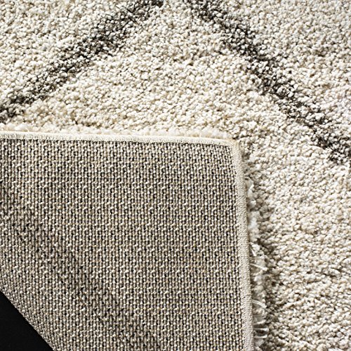 SAFAVIEH Hudson Shag Collection 5'1" x 7'6" Ivory/Grey SGH281A Modern Diamond Trellis Non-Shedding Living Room Bedroom Dining Room Entryway Plush 2-inch Thick Area Rug