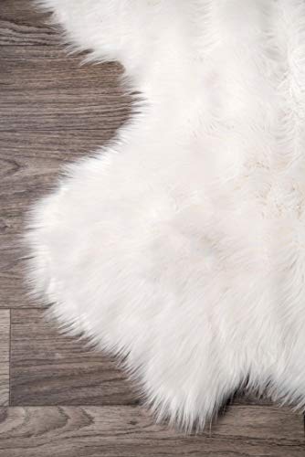 NuLOOM Deonna Faux Sheepskin Shag Area Rug, 5' 3" x 6', White