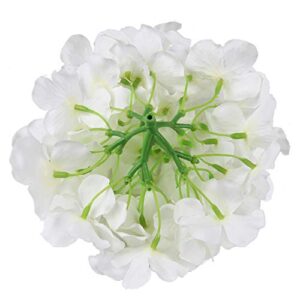 Flojery Silk Hydrangea Heads Artificial Flowers Heads with Stems for Home Wedding Decor,Pack of 10 (White)