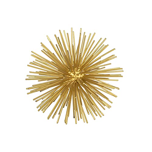 Torre & Tagus Spike Sphere Metal 3D Starburst Table Geometric Tabletop Shelf Accents-Mid Century Modern Urchin Sculpture Home Decorative Object, Small, Gold