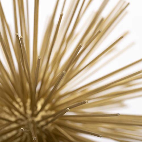 Torre & Tagus Spike Sphere Metal 3D Starburst Table Geometric Tabletop Shelf Accents-Mid Century Modern Urchin Sculpture Home Decorative Object, Small, Gold
