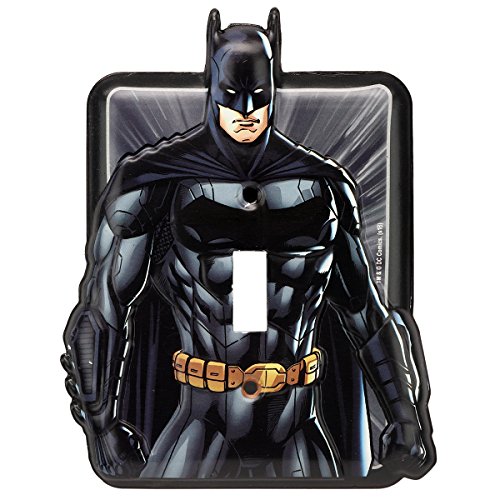 Open Road Brands DC Comics Justice League Batman Embossed Metal Wall Light Switch Plate - Batman Switch Plate Decoration for Bedroom or Man Cave