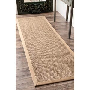nuloom elijah natural seagrass farmhouse runner rug, 2′ 6″ x 6′, beige