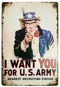 erlood i want you for u.s. retro vintage decor metal tin sign 12 x8 inches