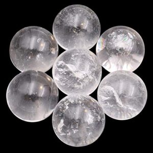 nature wonders crystal ball sphere clear quartz 7 spheres 1”, 24-26mm for reiki, energy healing, meditation, palm stones, touchstones