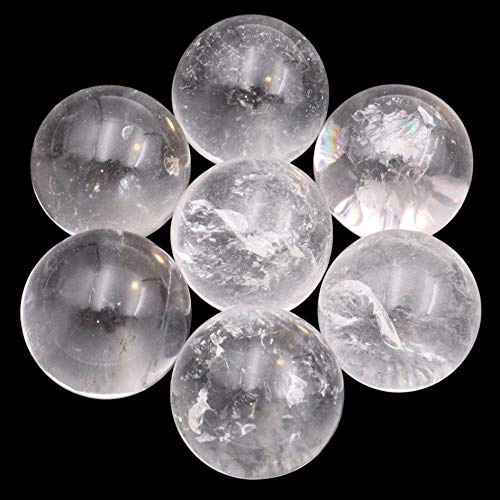 Nature Wonders Crystal Ball Sphere Clear Quartz 7 Spheres 1”, 24-26mm for Reiki, Energy Healing, Meditation, Palm Stones, TouchStones