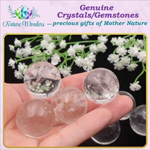 Nature Wonders Crystal Ball Sphere Clear Quartz 7 Spheres 1”, 24-26mm for Reiki, Energy Healing, Meditation, Palm Stones, TouchStones