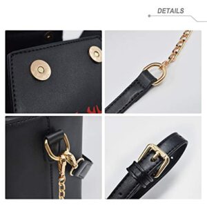 Fashion Crossbody Shoulder Bag, i5 Chinese Takeout Box Purse with Comfortable Chain Strap (black-red)