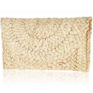 straw clutch handbag, xmeng women straw woven purse envelope bag wallet summer beach bag for ladies, beige, 11.02”x 1.7”x 6.1”