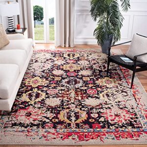 safavieh monaco collection 8′ x 10′ grey/multi mnc206g oriental abstract distressed non-shedding living room bedroom dining home office area rug