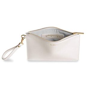 KATIE LOXTON Tres Chic Womens Vegan Leather Secret Message Pouch Clutch Metallic White