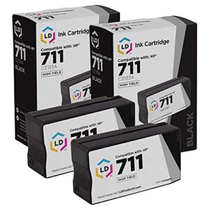 ld products remanufactured ink cartridge replacement for hp 711 cz133a high yield (black, 2-pack) for use in hp designjet t120, t125, t130, t520, t525 24in, t525 36in, t530 24in, t530 36in printers