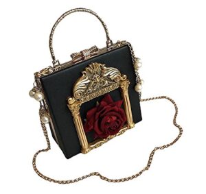 nite closet victorian handbag gothic purses lolita shoulder bag for women vintage clutch (black)