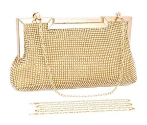 selighting women’s rhinestones crystal evening bags clutches formal wedding clutch purse prom cocktail party handbags (one size, gold)