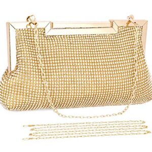 Selighting Women's Rhinestones Crystal Evening Bags Clutches Formal Wedding Clutch Purse Prom Cocktail Party Handbags (One Size, Gold)