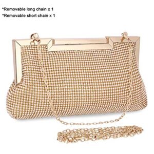 Selighting Women's Rhinestones Crystal Evening Bags Clutches Formal Wedding Clutch Purse Prom Cocktail Party Handbags (One Size, Gold)