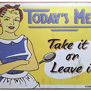 ERLOOD Today's Menu Take It or Leave It Retro Vintage Kitchen Signs Wall Decor Metal Tin Sign 12X 8