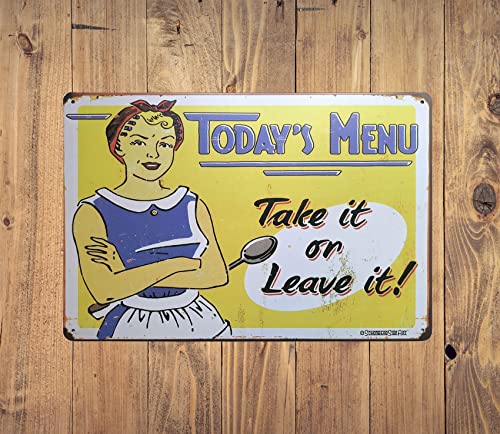 ERLOOD Today's Menu Take It or Leave It Retro Vintage Kitchen Signs Wall Decor Metal Tin Sign 12X 8