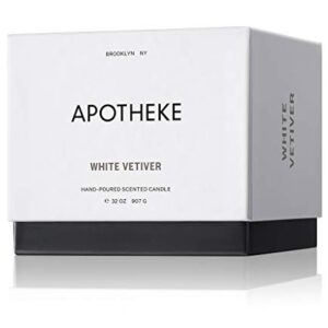 APOTHEKE Luxury Scented 3-Wick Jar Candle, White Vetiver, 32 oz - Large - Eucalyptus, Lilac, Vetiver, Amber & Cedarwood Scent, Strong Fragrance, Aromatherapy, Long Lasting, Hand Poured in USA