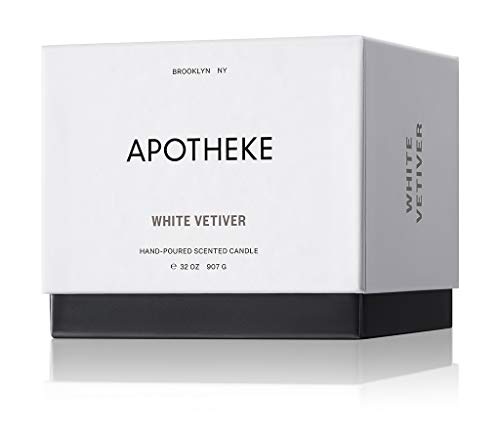 APOTHEKE Luxury Scented 3-Wick Jar Candle, White Vetiver, 32 oz - Large - Eucalyptus, Lilac, Vetiver, Amber & Cedarwood Scent, Strong Fragrance, Aromatherapy, Long Lasting, Hand Poured in USA