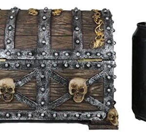 Ebros Large Pirate Ghosts Of The Caribbean Pirate Marauder Skull With Criss Cross Blades Treasure Chest Box Jewelry Box Figurine 7.25"Long