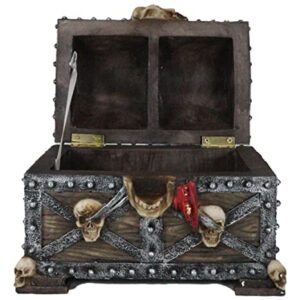 Ebros Large Pirate Ghosts Of The Caribbean Pirate Marauder Skull With Criss Cross Blades Treasure Chest Box Jewelry Box Figurine 7.25"Long