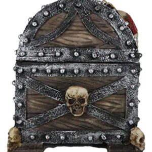 Ebros Large Pirate Ghosts Of The Caribbean Pirate Marauder Skull With Criss Cross Blades Treasure Chest Box Jewelry Box Figurine 7.25"Long