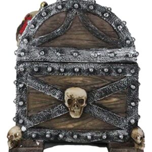 Ebros Large Pirate Ghosts Of The Caribbean Pirate Marauder Skull With Criss Cross Blades Treasure Chest Box Jewelry Box Figurine 7.25"Long