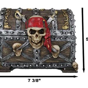 Ebros Large Pirate Ghosts Of The Caribbean Pirate Marauder Skull With Criss Cross Blades Treasure Chest Box Jewelry Box Figurine 7.25"Long