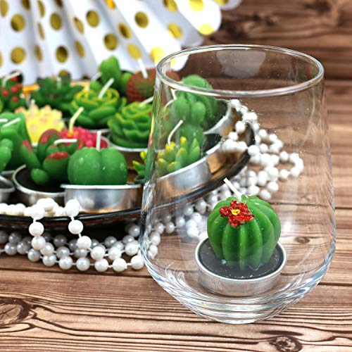 GIFTEXPRESS 18 Pcs Succulent Cactus Candles No Repeat Style, Delicate Smokeless Scented Tealight Candles for Home Décor, SPA, Wedding, Valentine's Day, Birthday Gift, Anniversary Celebration