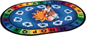 carpets for kids 9495 sunny day learn & play rug 6ft 9in x 9ft 5in oval blue