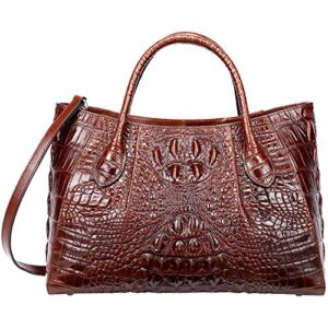 pijushi women handbags crocodile purse designer top handle satchel handbags for women (5002a, brown)
