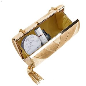 Women's Elegant Tassel Pendant Silk Evening Bag Clutch Purse for Bride Wedding Prom Night Out Party (GOLD)