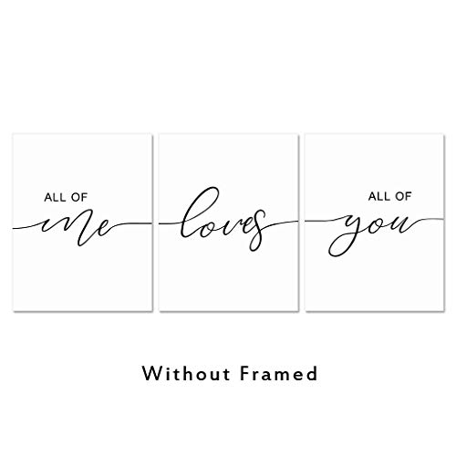 Set of 3, All of Me Loves All of You Print Quote, Bedroom Print Set, Minimalist Wall Art, Bedroom Poster, Above Bed Artwork, Home Decor,11x14inch Unframed