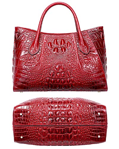 PIJUSHI Women Handbags Crocodile Purse Designer Top Handle Satchel Handbags For Women (5002A, Red)