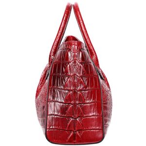 PIJUSHI Women Handbags Crocodile Purse Designer Top Handle Satchel Handbags For Women (5002A, Red)