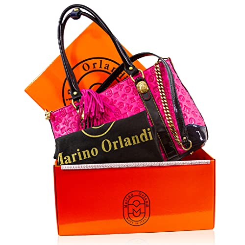 Marino Orlandi Large Tote Purse Violet Rose Leather Satchel Bag Italian Designer Handbag