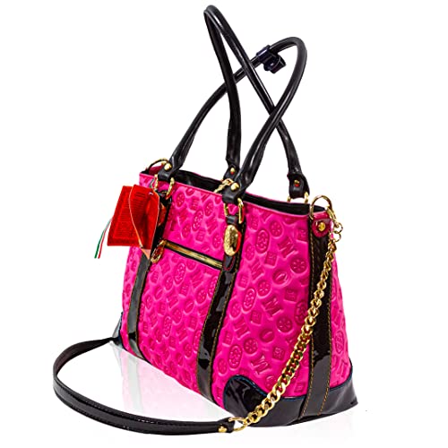 Marino Orlandi Large Tote Purse Violet Rose Leather Satchel Bag Italian Designer Handbag