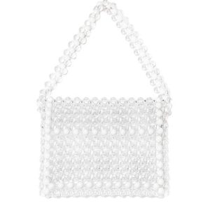 yifei women transparent beaded acrylic shoulderbag evening handmade bags (clear)