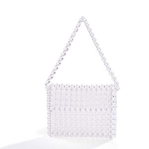 YIFEI Women Transparent Beaded Acrylic Shoulderbag Evening Handmade Bags (Clear)