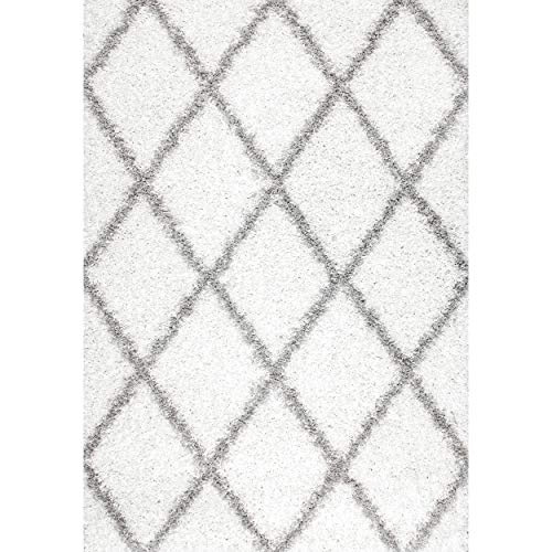 nuLOOM Tess Moroccan Shag Area Rug, 8' Square, White