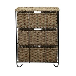 Household Essentials ML-5715 Woven Wicker Storage Side Table | 3 Drawers