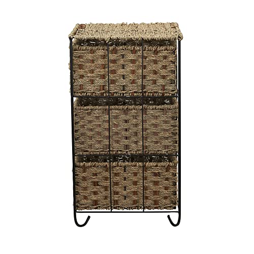 Household Essentials ML-5715 Woven Wicker Storage Side Table | 3 Drawers