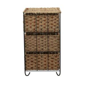 Household Essentials ML-5715 Woven Wicker Storage Side Table | 3 Drawers