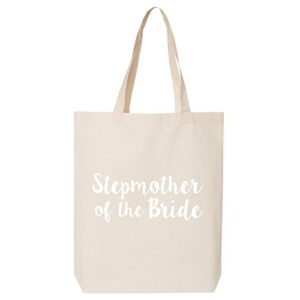 stepmother of the bride cotton canvas tote bag in natural – one size